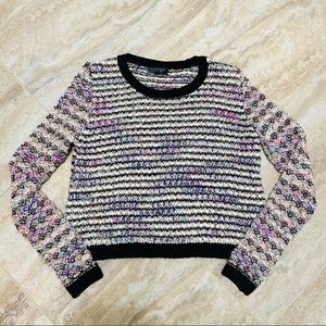 TOPSHOP multicolor chunky knit rainbow glitter long sleeve crop sweater